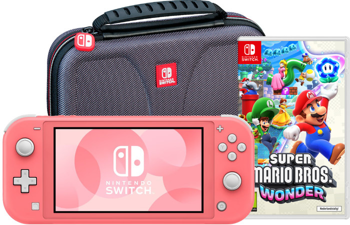 Nintendo Switch Lite Koraal + Super Mario Bros. Wonder + Beschermhoes Main Image