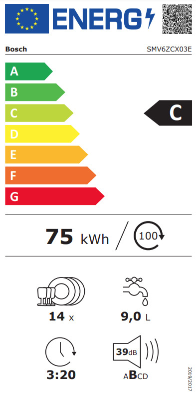 Bosch SMV6ZCX03E energielabel