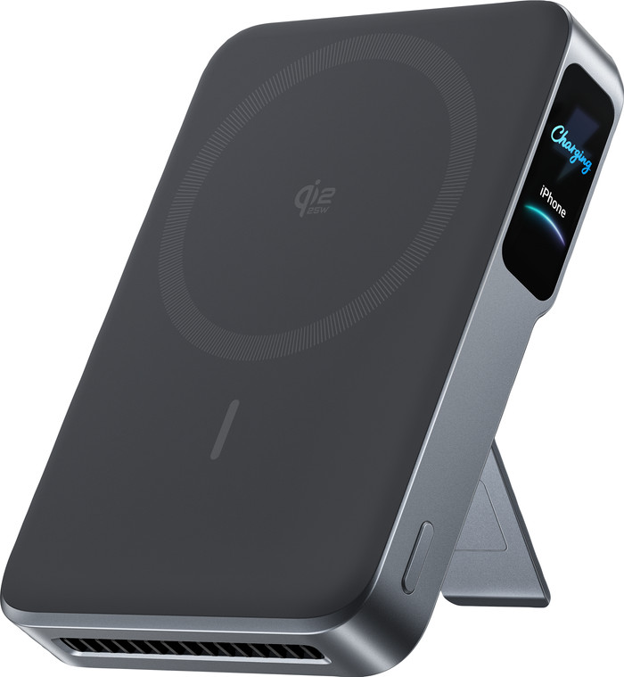 Anker Batterie Externe Sans Fil 10 000 mAh avec MagSafe et Qi2 25W Gris Main Image