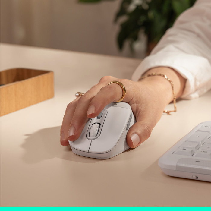 Logitech MK880 Signature Comfort Plus Wireless Keyboard and Mouse Combo Off-white QWERTY product in use