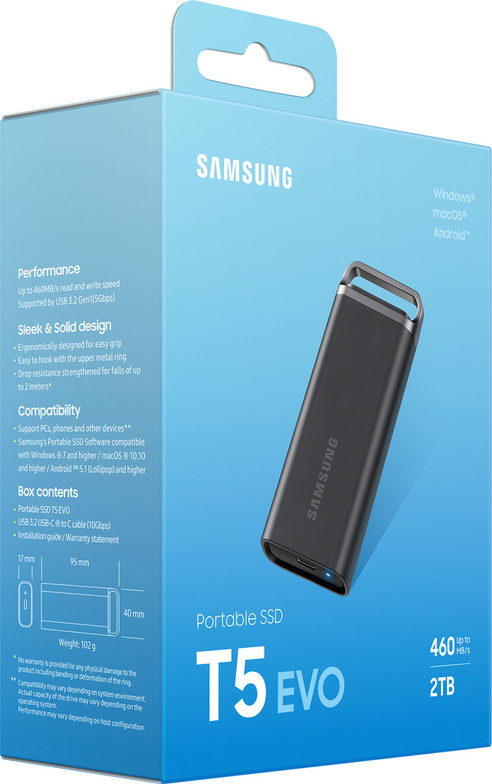 Samsung Portable SSD T5 EVO 2TB packaging