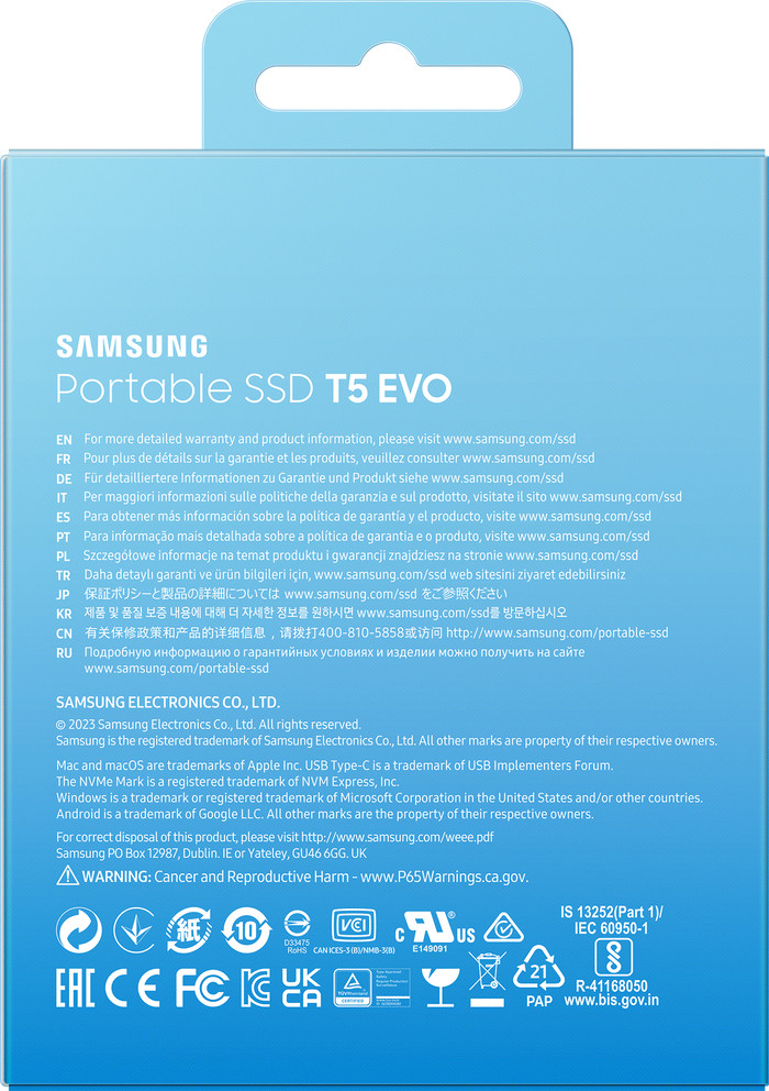 Samsung Portable SSD T5 EVO 2TB packaging