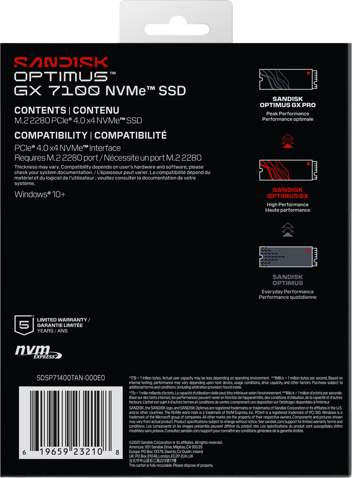 SANDISK Optimus GX 7100 4TB NVMe SSD achterkant