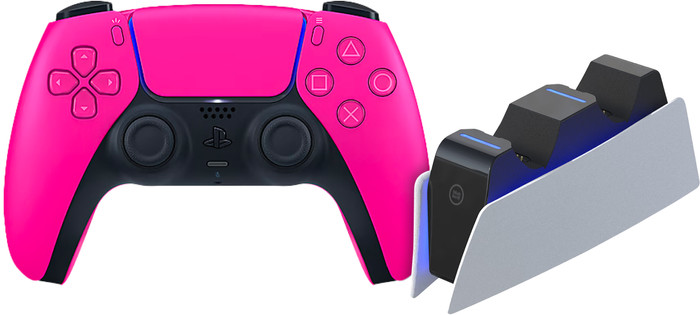 Sony PlayStation 5 DualSense Wireless Controller Nova Pink + BlueBuilt Charging Dock Main Image