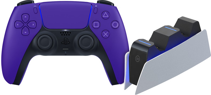 Sony PlayStation 5 DualSense Manette Sans Fil Galactic Purple + BlueBuilt Station de Charge Main Image