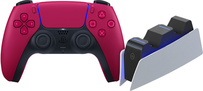 Sony PlayStation 5 DualSense Draadloze Controller Cosmic Red + BlueBuilt oplaadstation Main Image