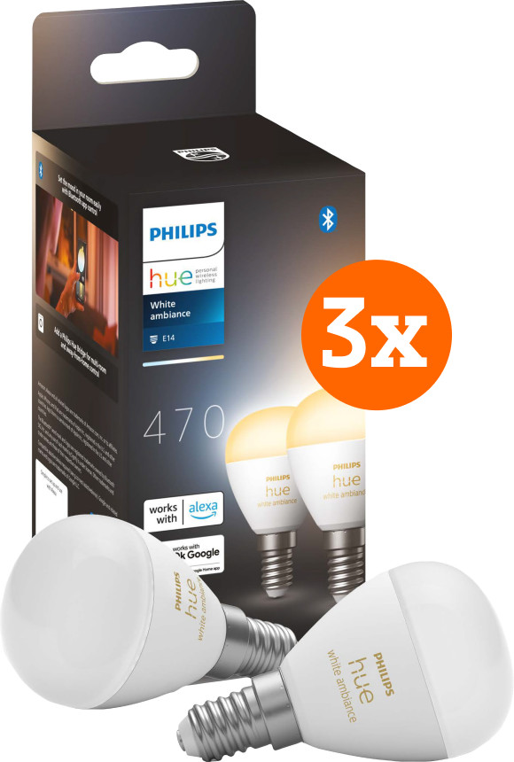 Philips Hue Luster kogellamp White Ambiance E14 6-pack Main Image