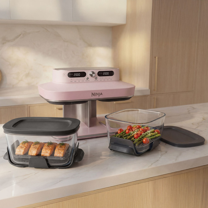 Ninja Crispi Dualzone Rose Quartz product in gebruik