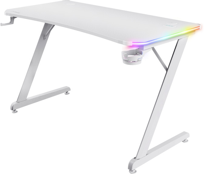 Trust GXT709 Luminus RGB Gaming Desk White right side