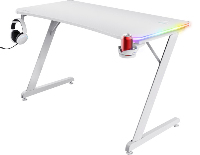 Trust GXT709 Luminus RGB Gaming Desk White right side
