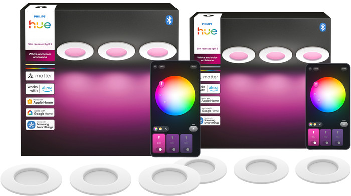 Philips Hue Spot Encastré Slim Lot de 6 - White and Color - 90 mm - Blanc Main Image