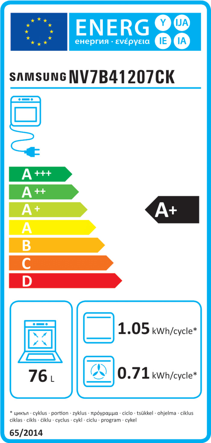 Samsung NV7B41207CK/U1 classe énergétique