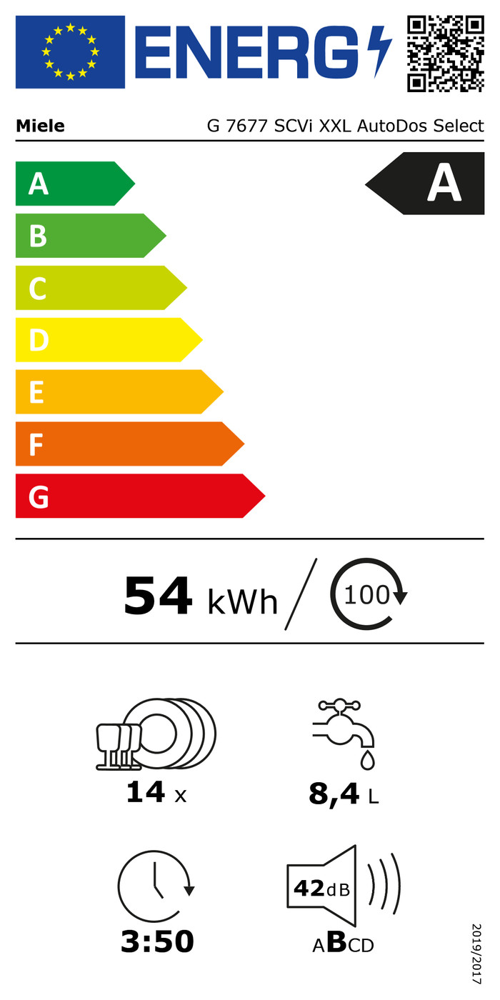 Miele G 7677 SC Vi XXL AutoDos energy label