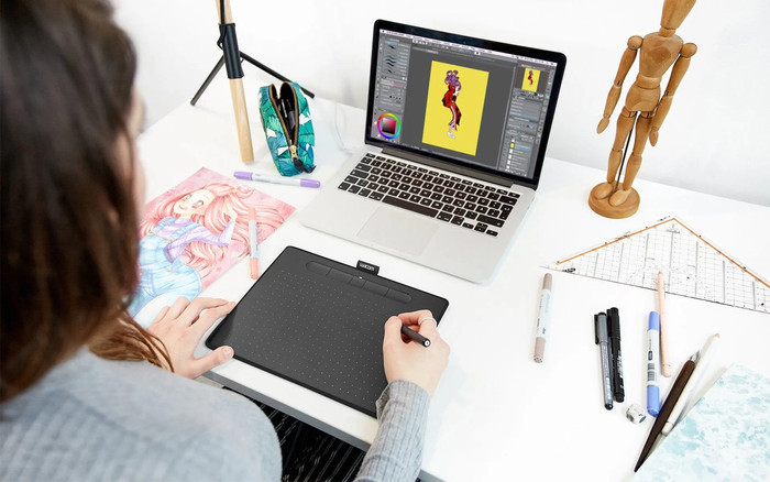Wacom Intuos M Zwart product in gebruik