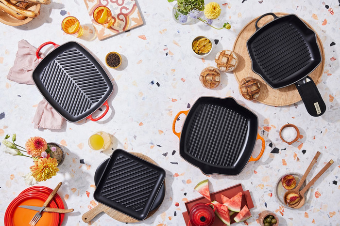 Le Creuset Skillet Vierkante Grillpan 26 cm Zwart product in gebruik