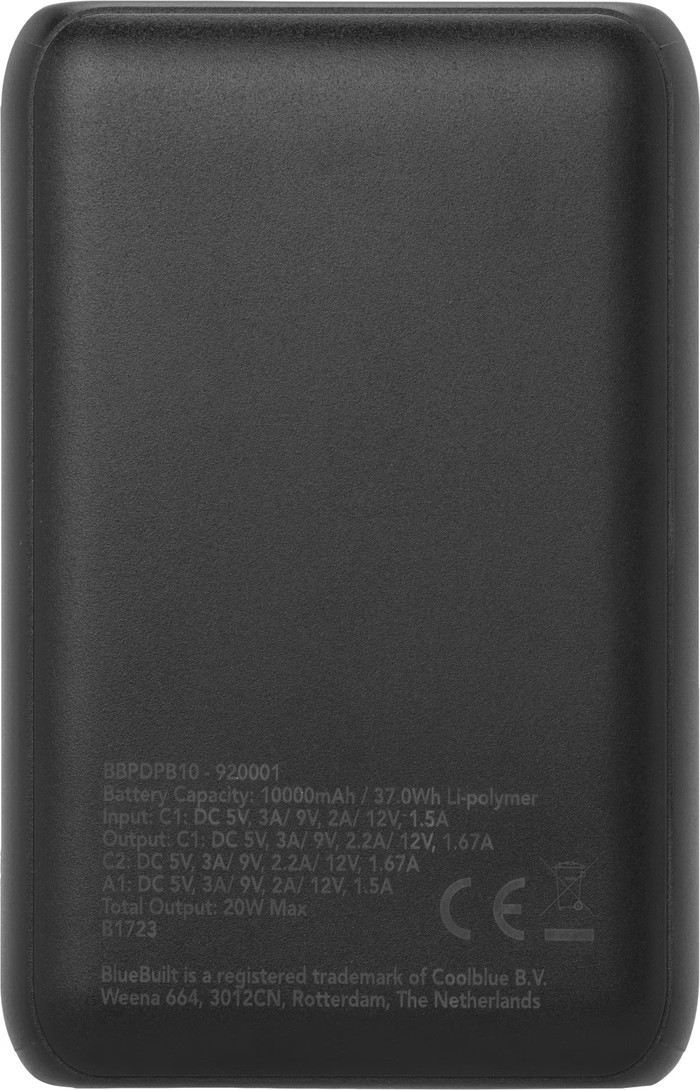 BlueBuilt Powerbank met Snelladen 10.000 mAh bovenkant