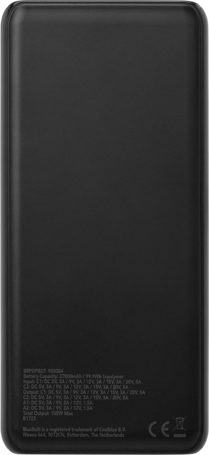 BlueBuilt Laptop Power Bank with Fast Charging 27,000mAh Black back