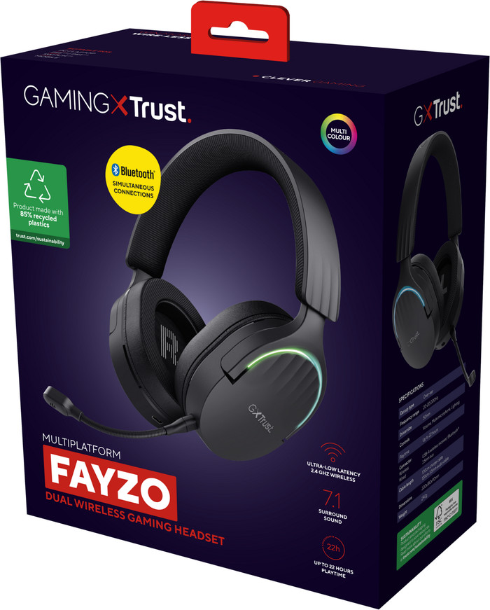 Trust Fayzo GXT491 Wireless PC/PlayStation Headset Black packaging
