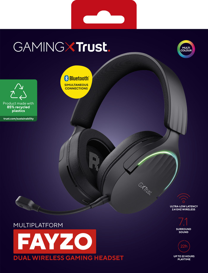 Trust Fayzo GXT491 Wireless PC/PlayStation Headset Black packaging