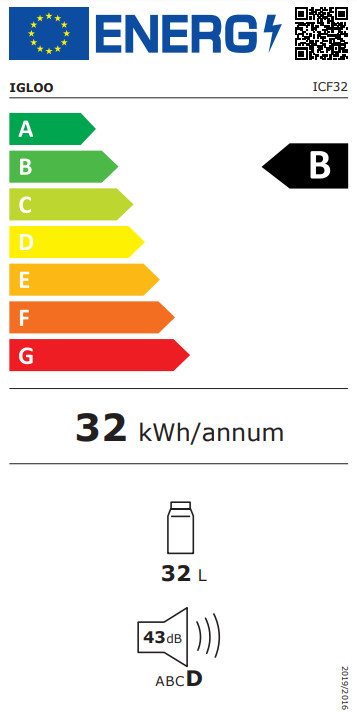 Igloo ICF32 energy label