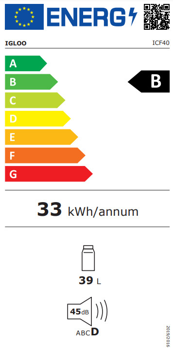 Igloo ICF40 energy label