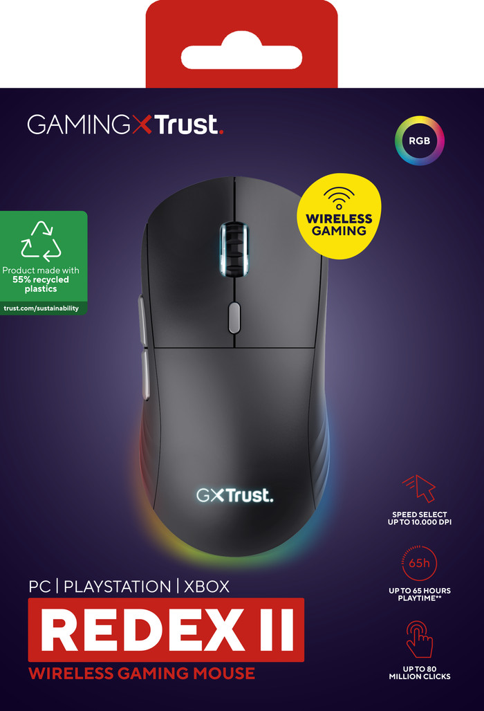 Trust GXT 926 Redex II Wireless Gaming Mouse packaging