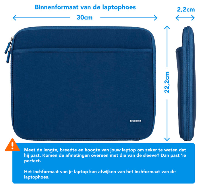 BlueBuilt Laptophoes breedte 30 cm 12-13 inch Blauw visual Coolblue 2