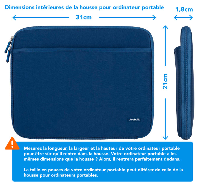BlueBuilt Housse pour PC Portables Largeur 31 cm 13 Pouces S Bleu visuel Coolblue 2