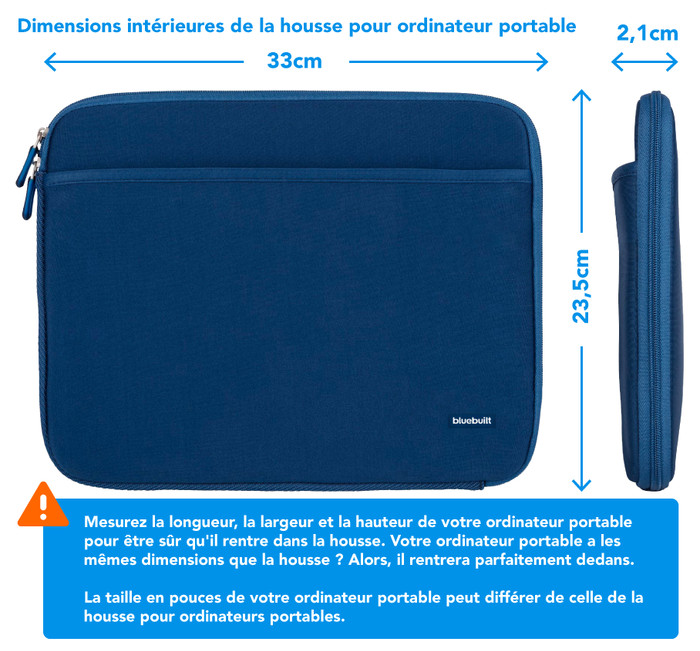 BlueBuilt Housse pour Ordinateurs Portables Largeur 33 cm 14 Pouces M Bleu visuel Coolblue 2