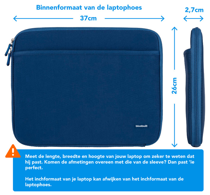 BlueBuilt Laptophoes breedte 37 cm 15-16 inch M Blauw visual Coolblue 2