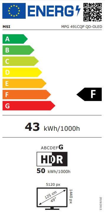 MSI MPG 491CQP QD-OLED energy label