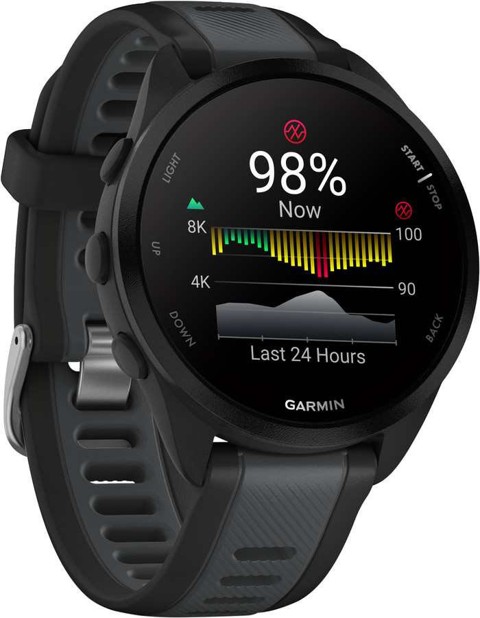 Garmin Forerunner 165 Noir/Gris côté gauche