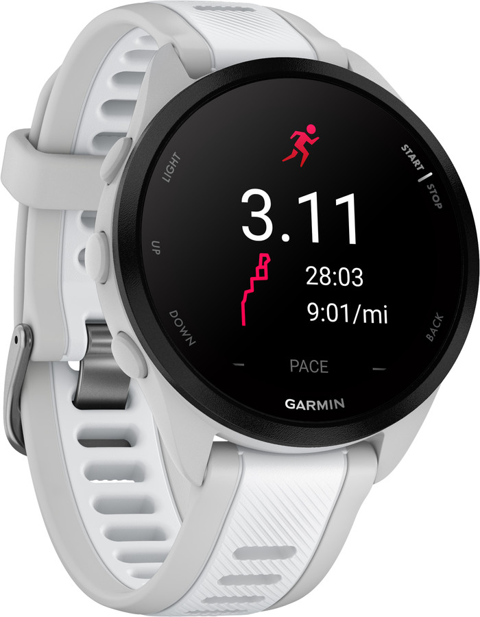 Garmin Forerunner 165 Grijs/Wit linkerkant