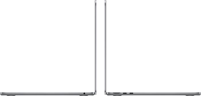 Apple MacBook Air 13 inch (2024) M3 (8/10) 16GB/256GB Spacegrijs AZERTY linkerkant