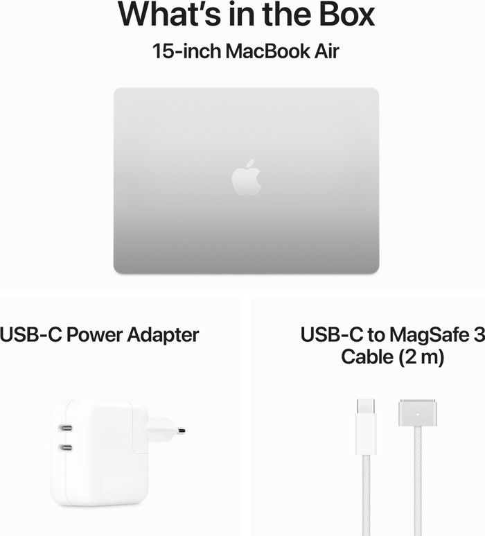 Apple MacBook Air 15 inch (2024) M3 (8 core CPU/10 core GPU) 8GB/512GB Zilver AZERTY visual leverancier