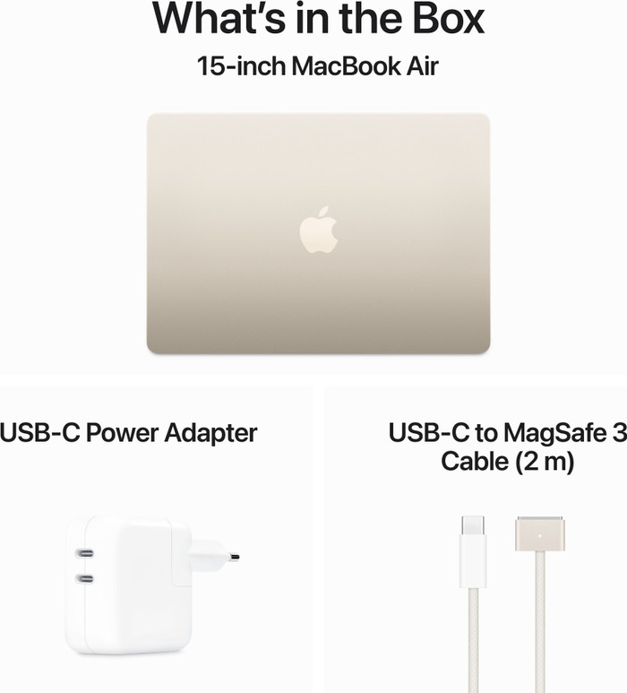Apple MacBook Air 15 inches (2024) M3 (8-core CPU/10-core GPU) 16GB/512GB Starlight AZERTY visual supplier