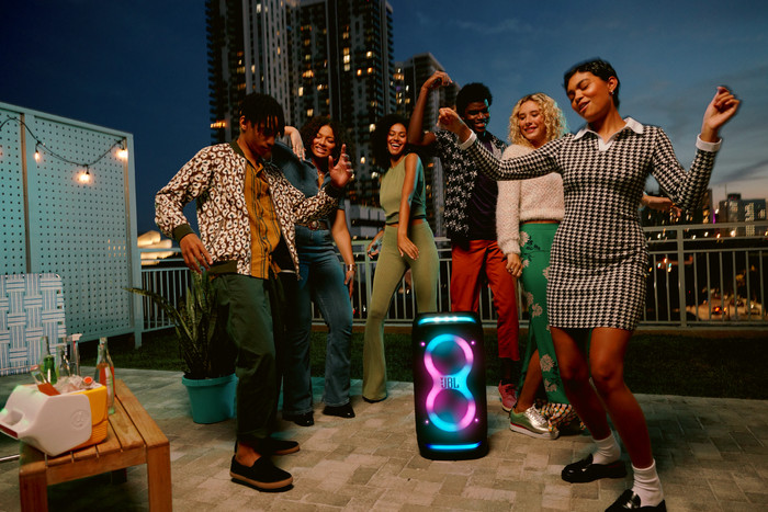 JBL PartyBox Stage 320 + Wireless Microphone Set product in use