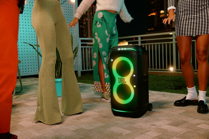 JBL PartyBox Stage 320 + Wireless Microphone Set product in use