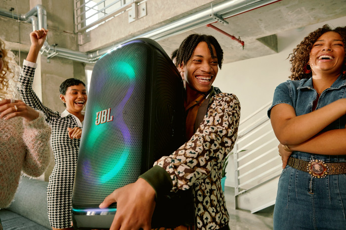 JBL PartyBox Stage 320 + Wireless Microphone Set product in use