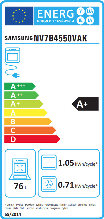 Samsung NV7B4550VAK Dual Cook Flex energielabel
