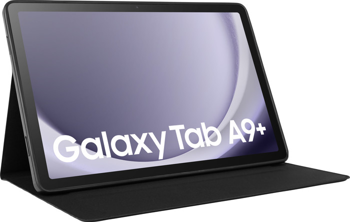 Samsung Galaxy Tab A9 Plus 11 inches 128GB WiFi Gray and 5G + BlueBuilt Book Case Black front