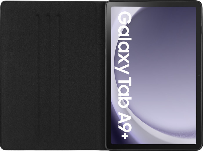 Samsung Galaxy Tab A9 Plus 11 inches 128GB WiFi Gray and 5G + BlueBuilt Book Case Black front