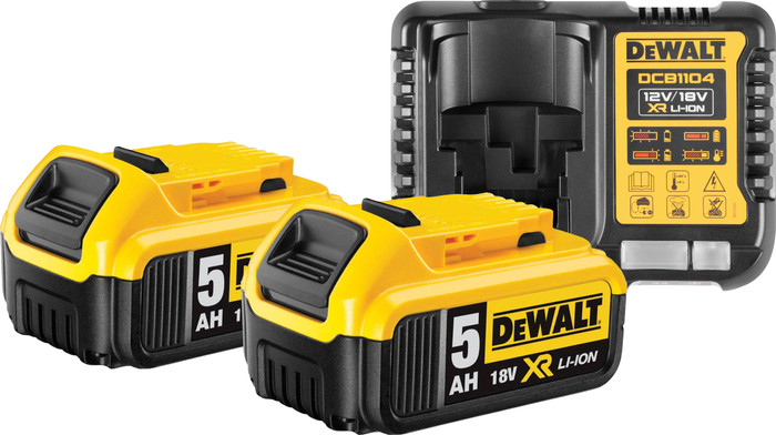 DeWalt DCB184-XJ 18V 5.0Ah Battery (2x) + XR Multivoltage Main Image