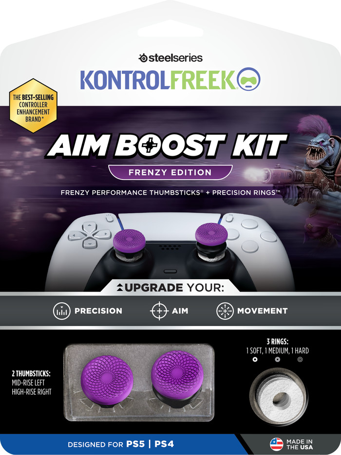 KontrolFreek Frenzy AimBoost Appui-pouces + Anneaux de Précision Mauve/Noir PS5/PS4 emballage