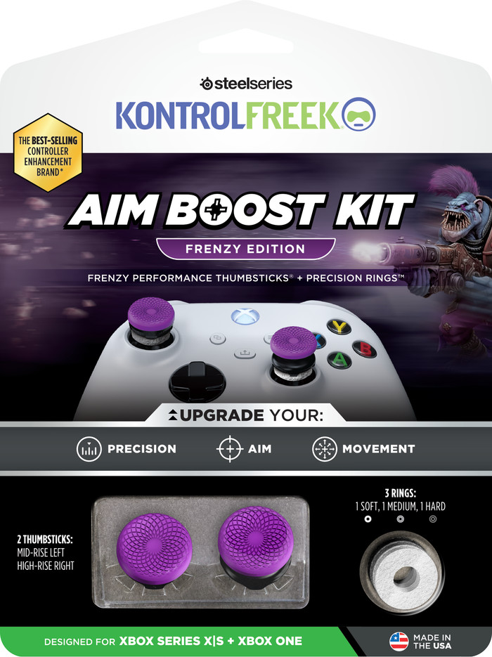 KontrolFreek Frenzy AimBoost Appui-pouces + Anneaux de Précision Mauve/Noir Xbox emballage