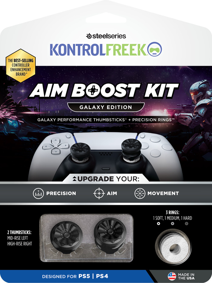 KontrolFreek Galaxy AimBoost Appui-pouces + Anneaux de Précision Noir PS5/PS4 emballage
