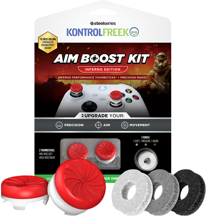 KontrolFreek Inferno AimBoost Appui-pouces + Anneaux de Précision Rouge/Blanc Xbox Main Image