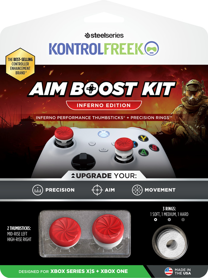 KontrolFreek Inferno AimBoost Appui-pouces + Anneaux de Précision Rouge/Blanc Xbox emballage