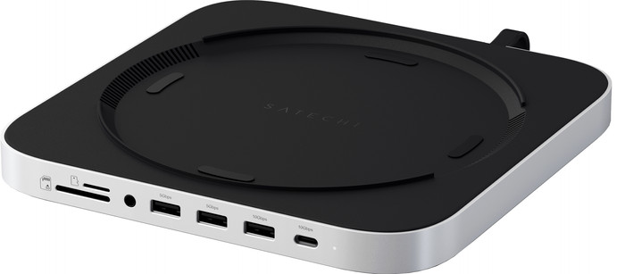 Satechi Aluminum Mac Mini/Mac Studio Stand Hub Silver with SSD Slot detail