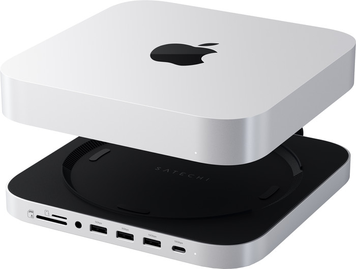 Satechi Aluminum Mac Mini/Mac Studio Stand Hub Silver with SSD Slot top